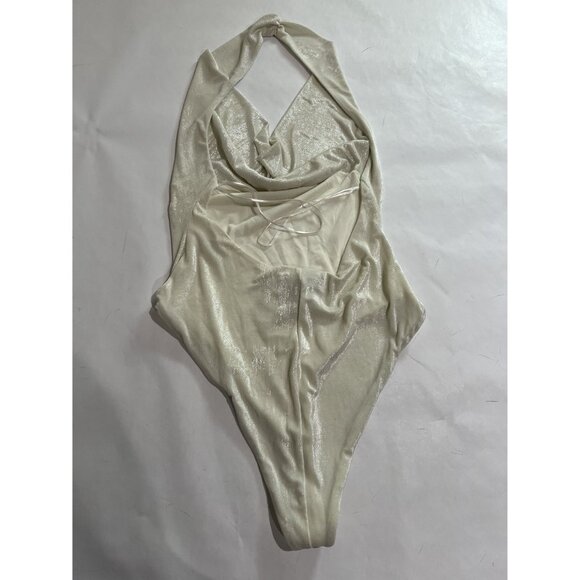 Zara Cowl Neck Bodysuit in Cream - Picture 2 of 3